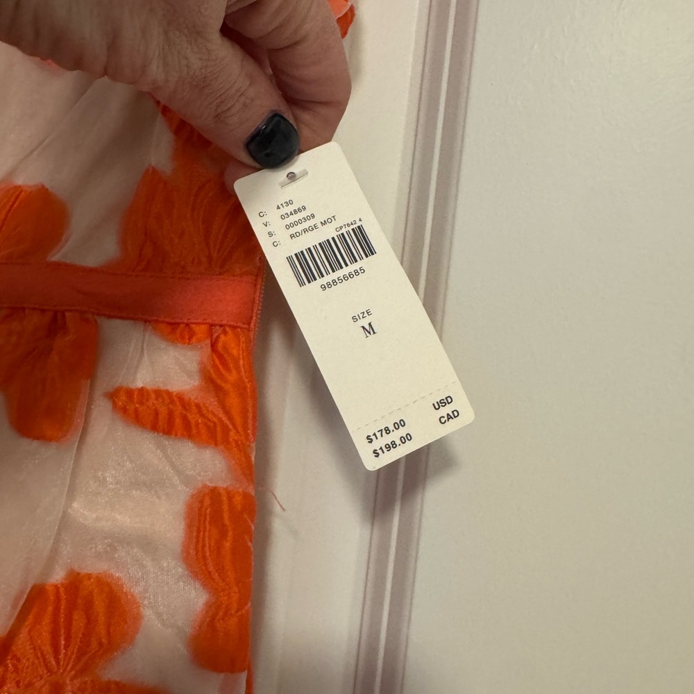 NWT Anthropologie Orange Floral Babydoll Mini Dress - Picture 2 of 5
